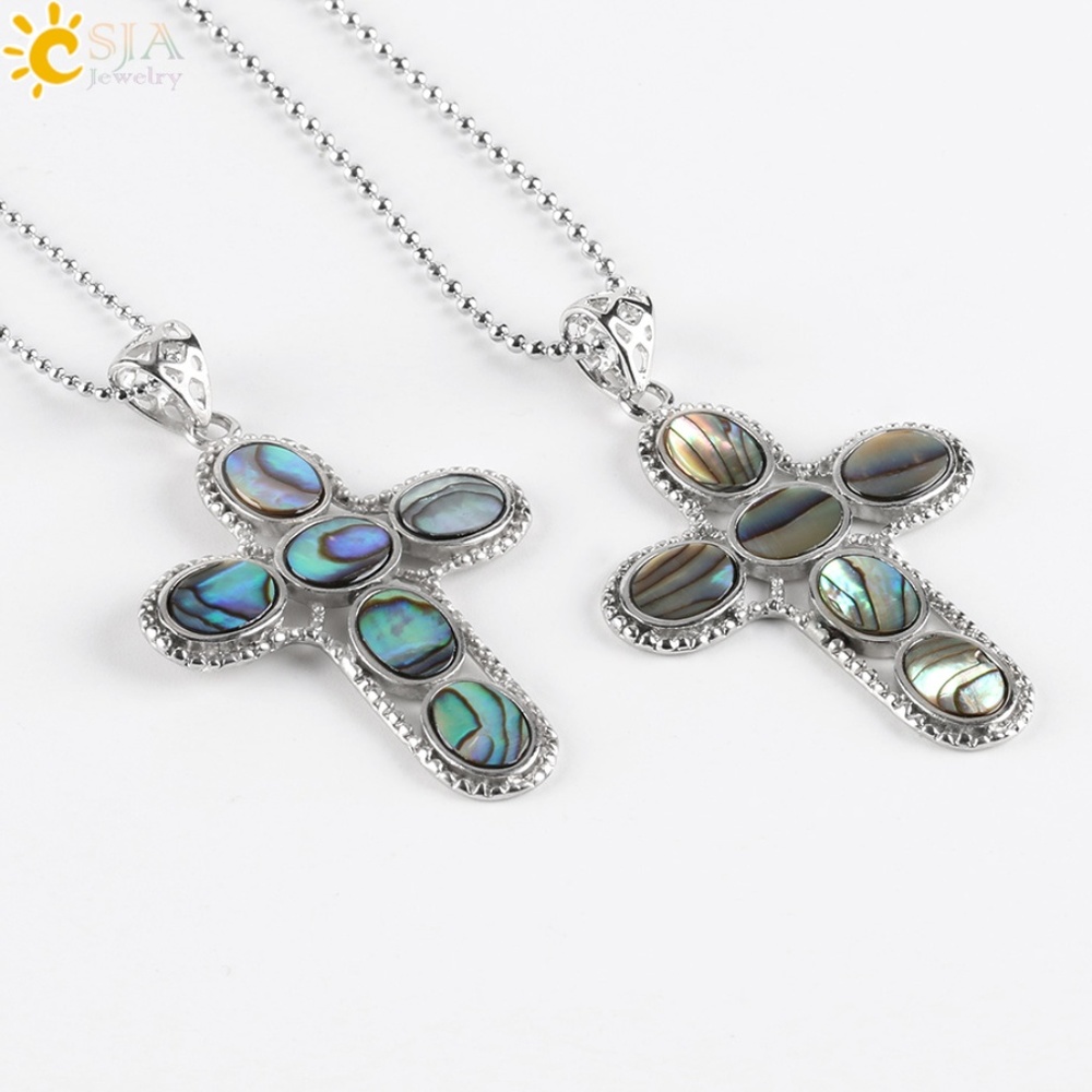 Cross necklace with mother of pearl